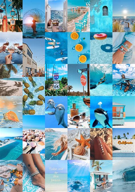 Blue Collage Kit Wall Collage Kit Beach Photo Collage Digital Etsy