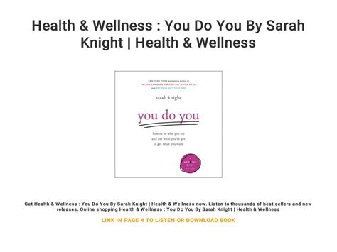 Health And Wellness You Do You By Sarah Knight Health And Wellness By