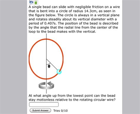 Solved A Single Bead Can Slide With Negligible Friction On A Chegg Com