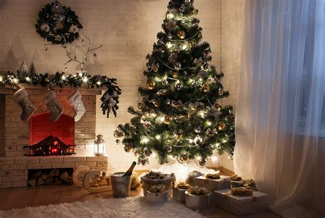 壁紙祝日新年クリスマスツリー暖炉部屋ダウンロード写真
