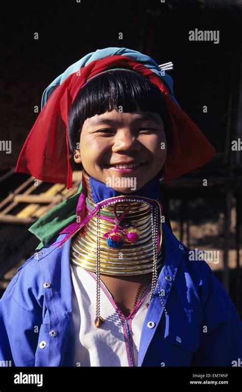 Burma Myanmar Inle Lake Kaungdine Village Smiling Padaung Tribal