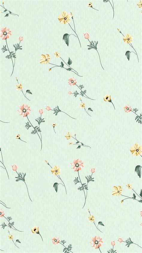 Download Premium Vector Of Blooming Flower Seamless Pattern On A Green