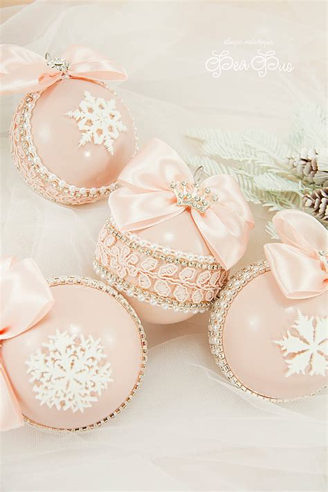 Blush Pink Christmas Ornaments Handmade Ornaments Vintage Etsy Uk