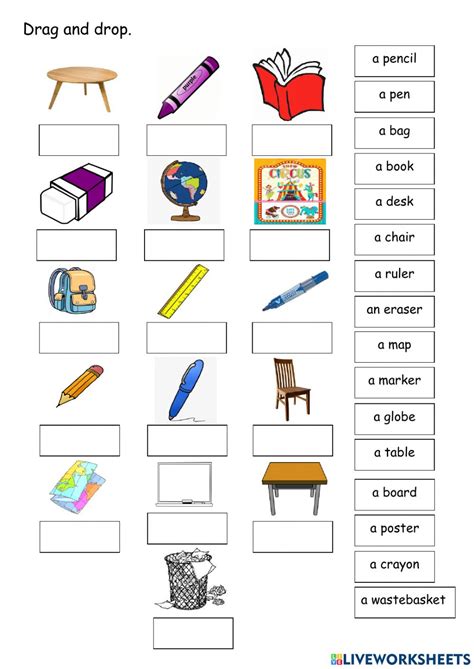 School Things Worksheet For Grade 1 Quizalize