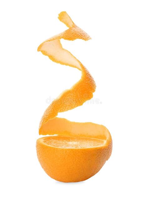 Half Of Orange Fruit With Peel On White Background Stock Photo Image