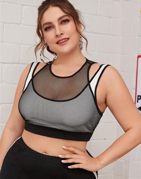 Two Tone Fishnet Top In Fishnet Top Plus Size Tank Tops