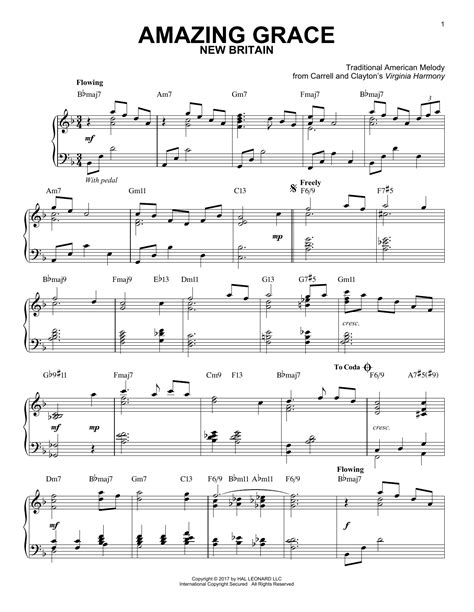 Partition Piano Amazing Grace De Traditional American Melody Piano Solo