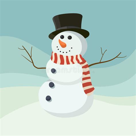 Snowman Smile Cartoon Style With Hat Graphic Stock Illustration
