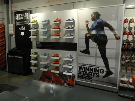 Nike Factory Store Winning Starts Here Shoe Wall Retail Window Display