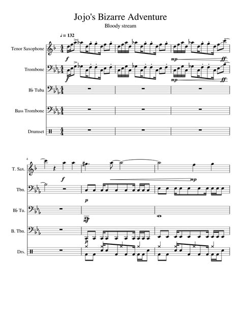 Jojo S Bizarre Adventure Bs Sheet Music For Tenor Saxophone Trombone
