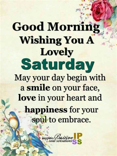 A Card Saying Good Morning Wishing You A Lovely Saturday May Your Day Begin With A Smile On