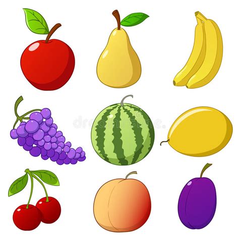 Set Cartoon Hand Drawn Fruits Stock Vector - Illustration ...