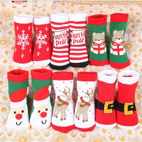 Toddler Baby Girl Socks Kids Xmas Santa Claus Deer Socks Xmas Christmas