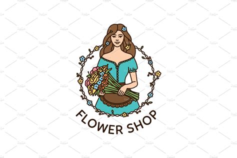 Flower Shop Logo Creative Illustrator Templates ~ Creative Market