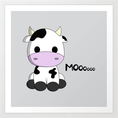 Cute Baby Cow Cartoon Art Print By Pixxart Society6