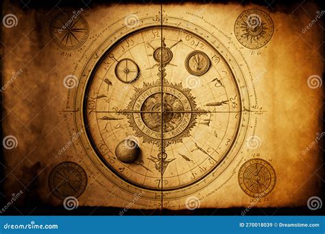 Ancient Astronomical Instruments On Vintage Paper Abstract