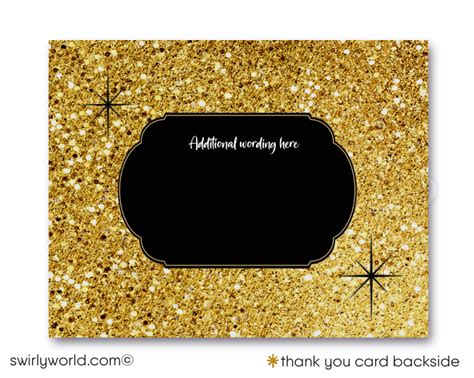 50 and fabulous glamorous gold glitter and black 50th birthday printed swirly world design
