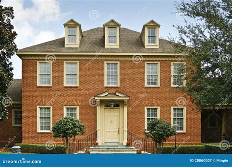 Red Brick Colonial Style Home Royalty Free Stock Photography Image