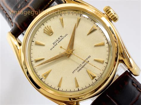 Rolex Oyster Perpetual 18ct Bombé 1950 Honeycomb Dial Sorry Now Sold