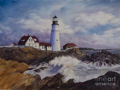 Portland Maine Lighthouse Painting By Toni Roark