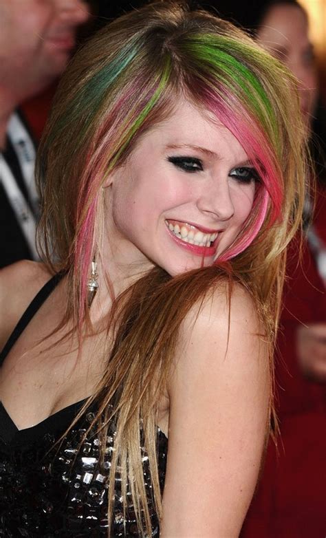 Rainbow Highlights And Spikey Golden Tips Avril Lavigne Hairstyles