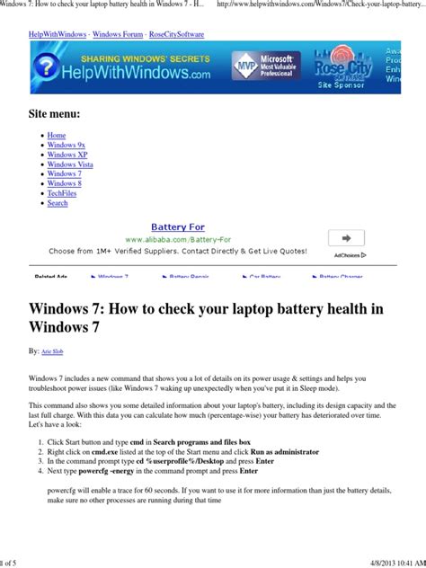 Windows 7 How To Check Your Laptop Battery Health In Windows 7