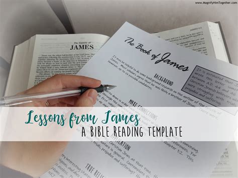 Lessons From James Bible Reading Template Magnify Him Together