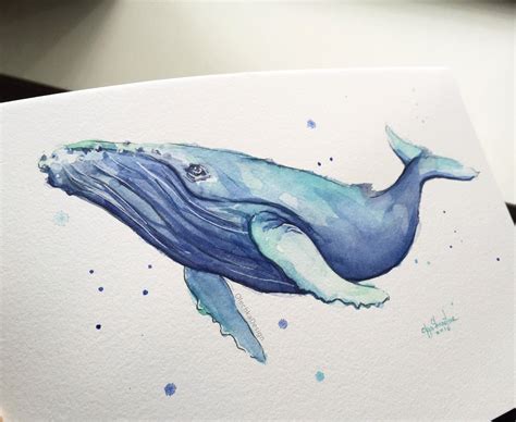 Humpback Whale Watercolor Painting Humpback Whale Art Whale