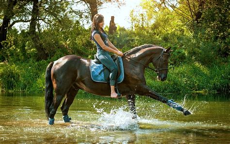 Cowgirl Riding Barefoot Cowgirl Model Blonde Creek Horse Hd