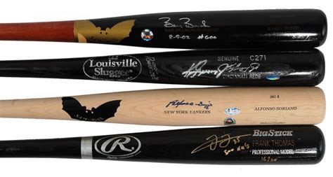 Lot Of 4 Signed Bats With Barry Bonds 600 Home Run Inscribed Bat