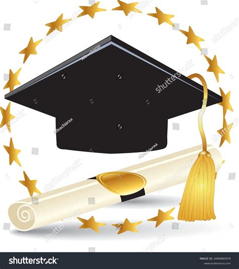 Graduation Hat Paper Degree Certificate Vector Stock Vector Royalty