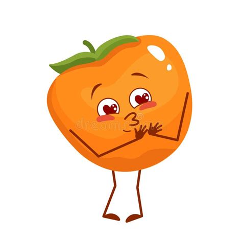 Cute Persimmon Characters With Love Emotions Face Arms And Legs The Funny Or Happy Food
