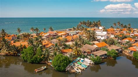 Aerial View Of Houses On The Shoreline In Negombo Stock Photo Image