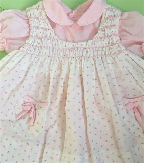 Vintage 1970s Baby Girl Dress Size 24 Months Vintage Rosebud Baby
