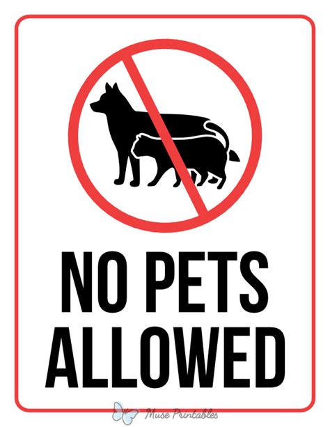 Printable No Pets Allowed Sign