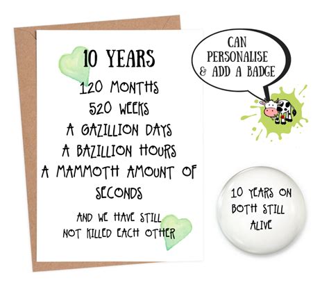 10th Year Anniversary Card Personalised Wedding Anniversary Funny
