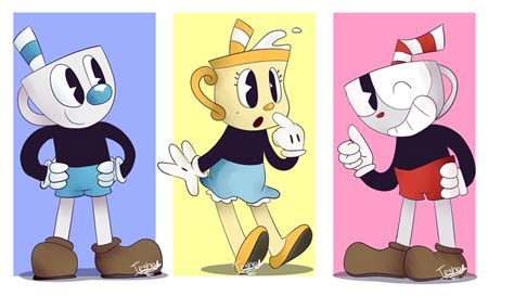 Cuphead Mugman And Their Pal Ms Chalice By Ieshathefox789 Fan Art