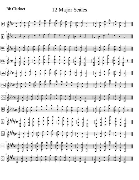 12 Major Scales Bb Clarinet Sheet Music For Clarinet Download Free