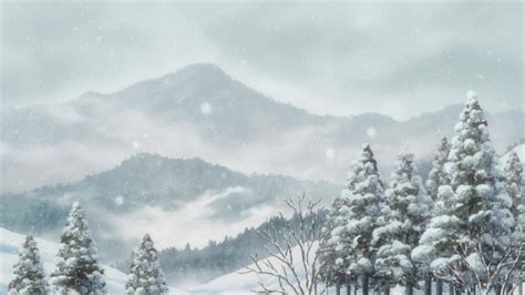Mushishizokushou 03 Winter Snow Mountains Ice Fog Clouds Cold Serene