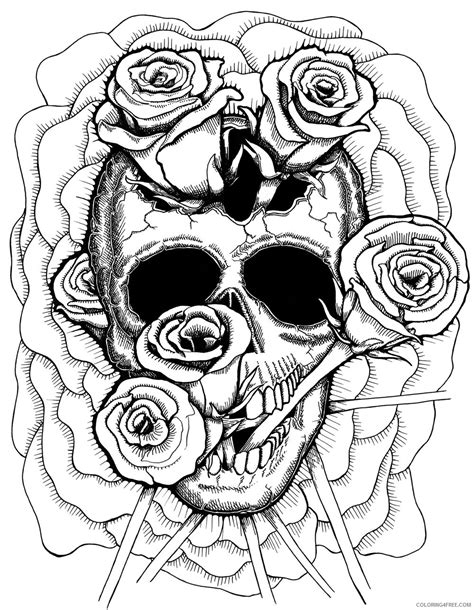 Skulls And Roses Coloring Pages Coloring Home