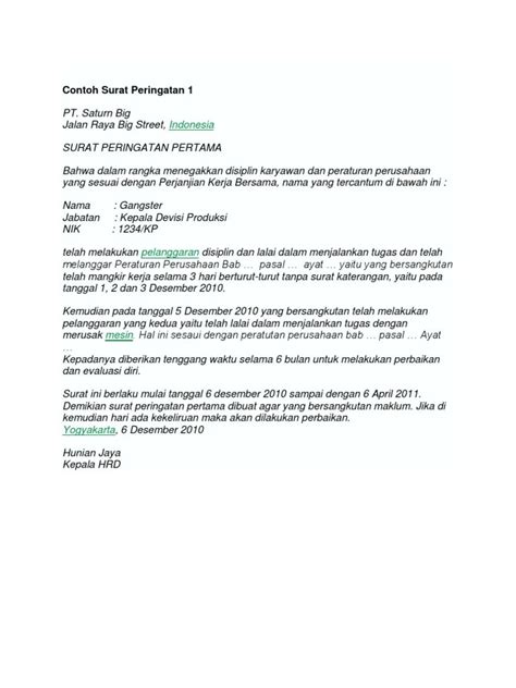 Contoh Surat Arahan Menjalankan Tugas Rasmi  Contoh Surat Peringatan 1