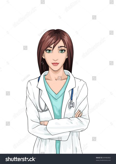 Beautiful Cartoon Smiling Nurse On White Stock Vector Royalty Free