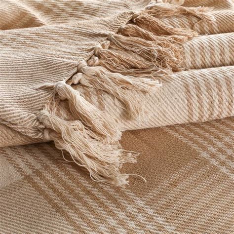 Cotton Tartan Throw For Sofa Armchair Beigeelite Housewares