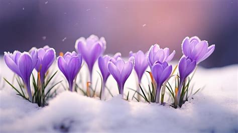 Premium Ai Image A Purple Crocus Flower With A Blurred Background In