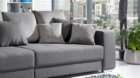 Double sofa kissen jc passion. Bigsofa ADRIA Sofa in Stoff grau Couch mit vielen Kissen