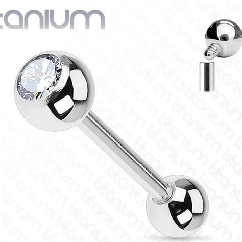 Titanium Tongue Ring 14g Barbell Press Fit Cubic Etsy