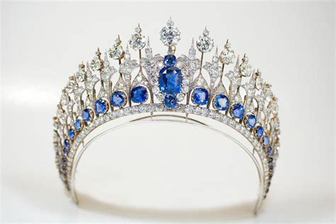 Gold And Royal Blue Tiara Stunning Piece New