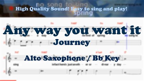 Any Way You Want It Journey Alto Saxophone Sheet Music Bb Key