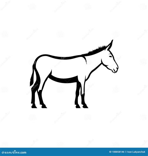 Vector Donkey Silhouette View Side For Retro Logos Emblems Badges