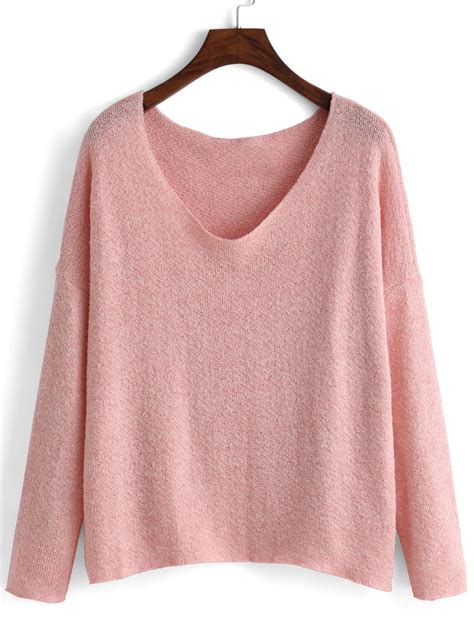 V Neck Loose Pink Sweater Pink Sweater Loose Sweater Sweaters